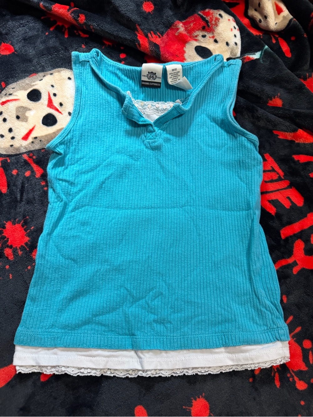 Route 66 layered light blue tank top